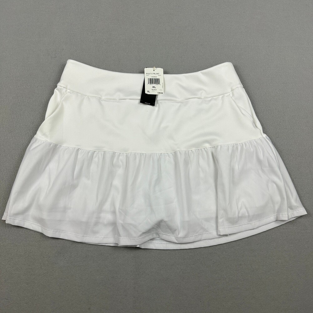 Adidas Skirt Women Extra Large White Solid Ultimate Frill Golf Athletic Skort XL